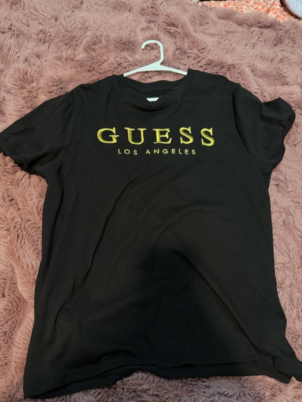 Guess Black Tee with Gold GUESS Los Angeles Logo